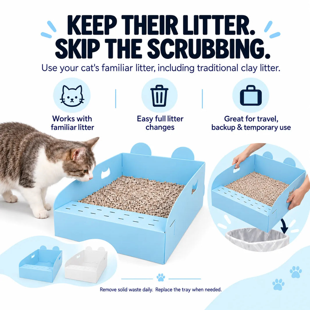 Foldable Disposable Cat Litter Boxes – Easy Cleanup & Travel