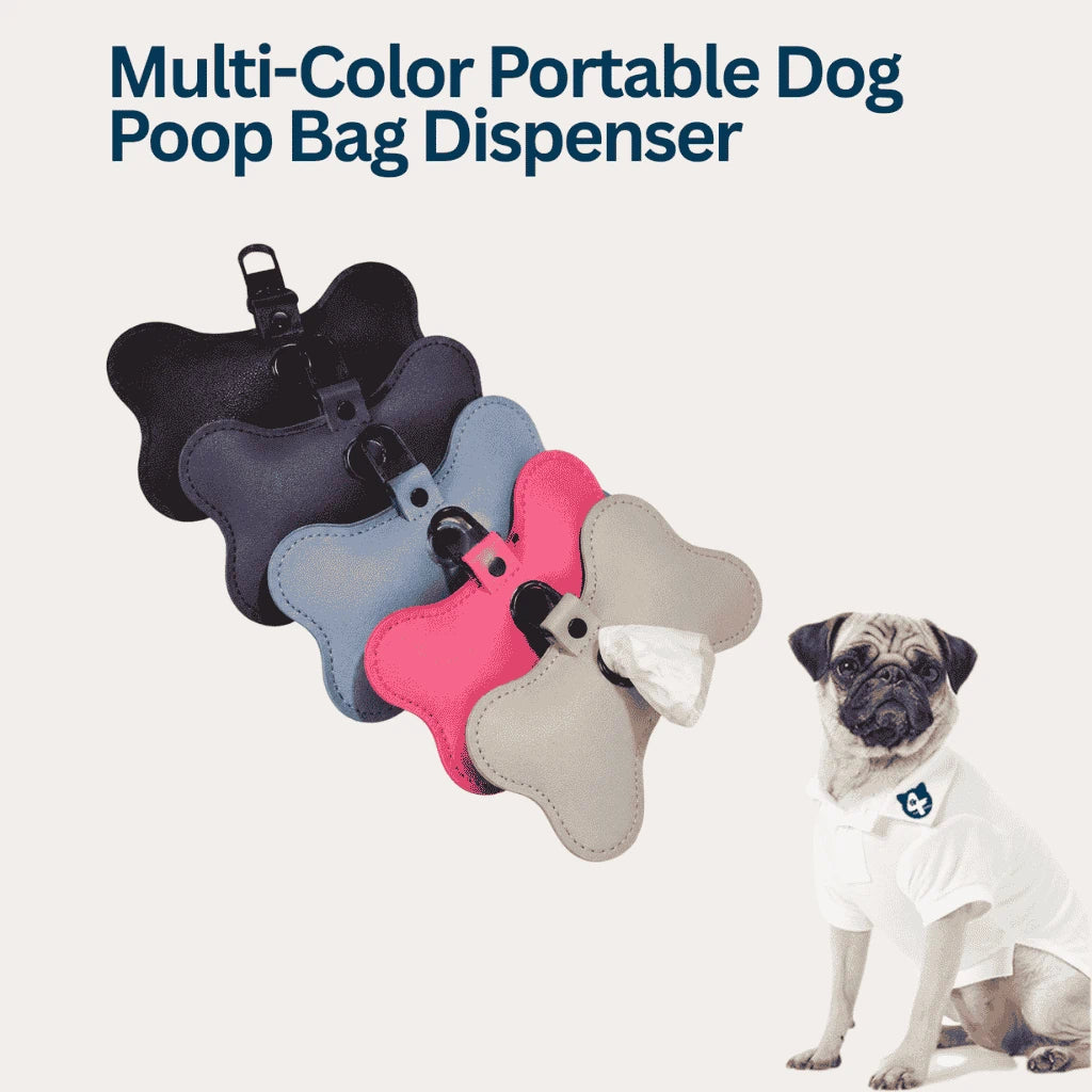 Dog Poop Bag Dispenser – Bone-Shaped PU Leather Leash Holder