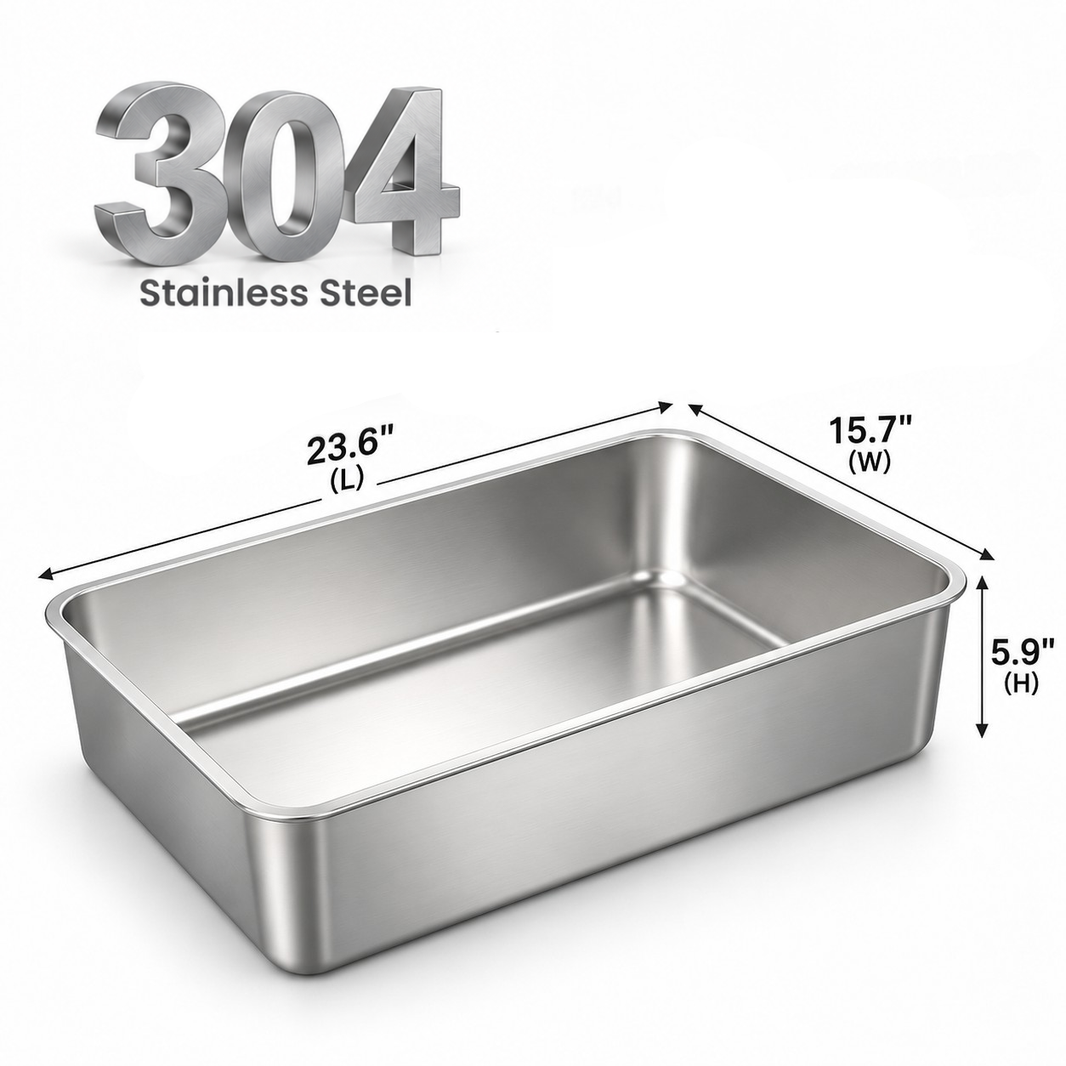 XXL 304 Stainless Steel Cat Litter Box Base Pan – Replacement Part