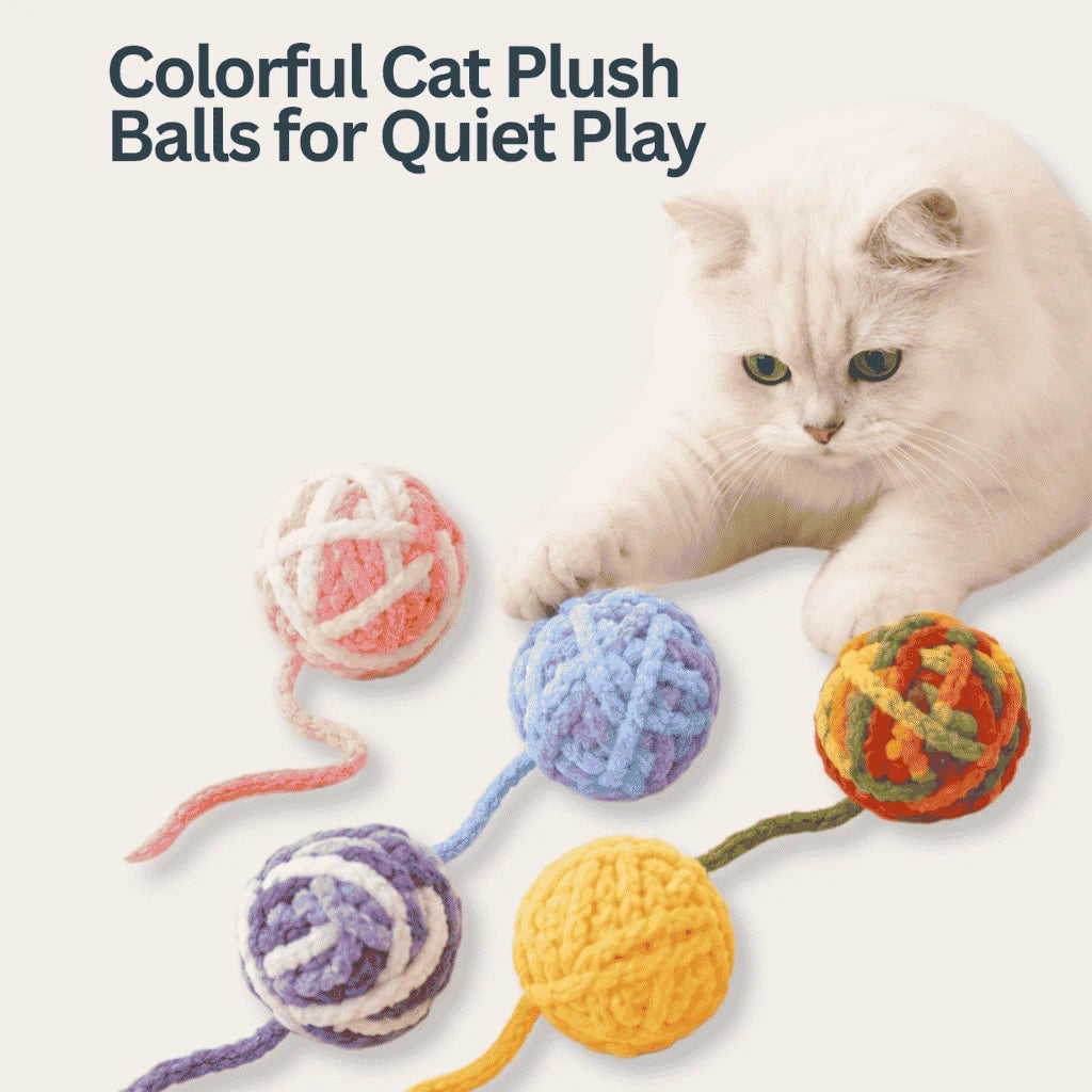 soft colorful cat bell plush balls for gentle indoor kitten play