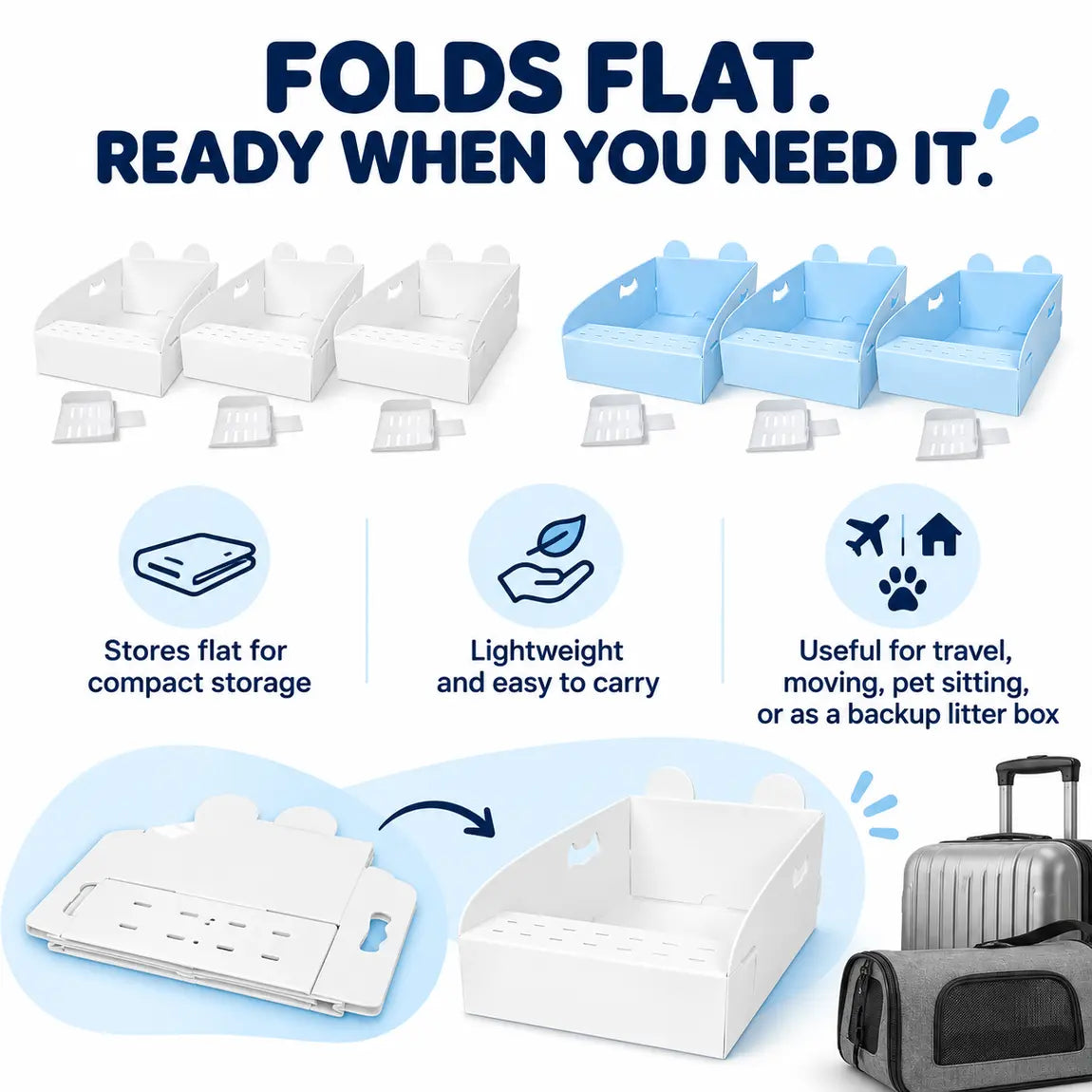 Foldable Disposable Cat Litter Boxes – Easy Cleanup & Travel