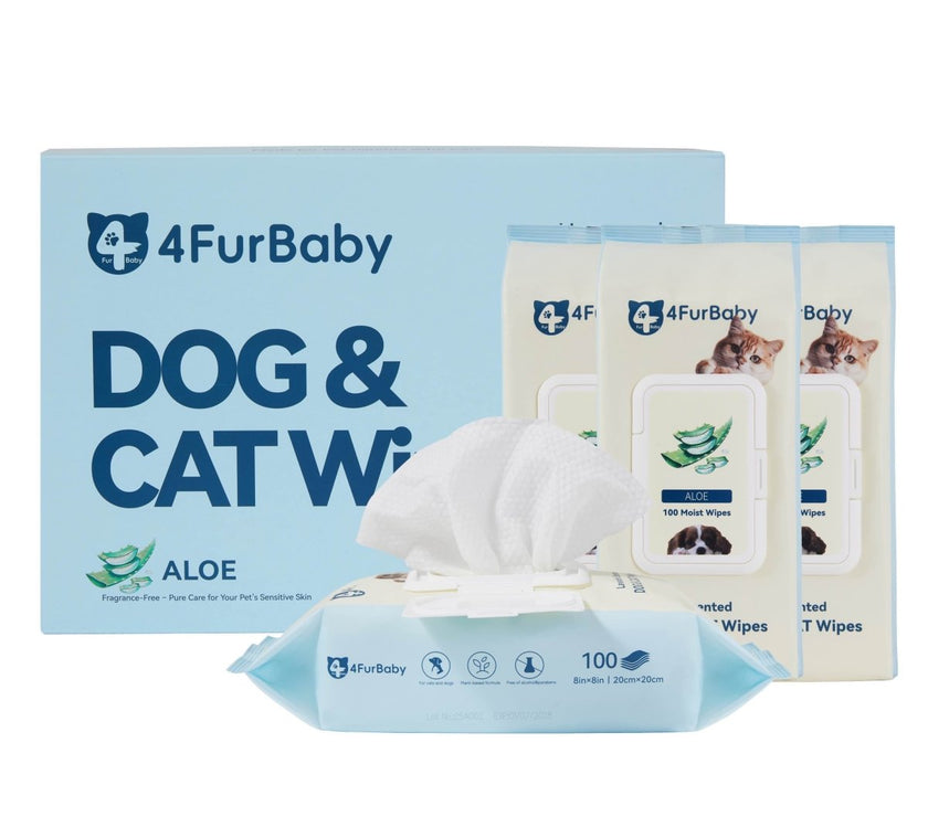 100 Extra - Thick Plant Wipes Premium 100% Plant - Based & Compostable Pet Grooming Wipes – Keep Your Pet Fresh the EZ Way - 4FurBaby