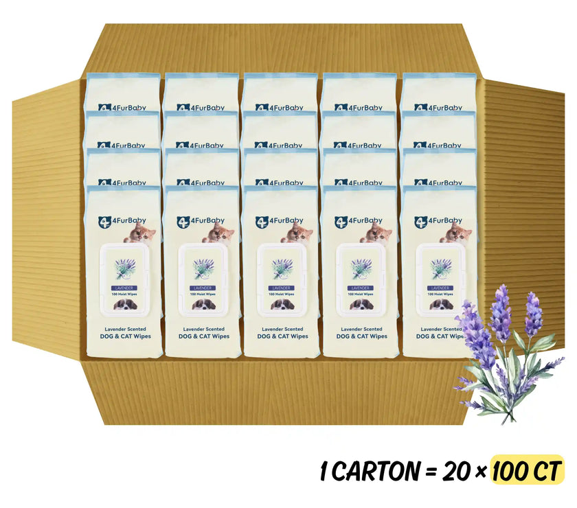 Carton of FurBaby lavender-scented dog and cat wipes