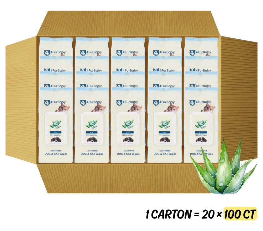 Carton of FurBaby dog and cat wipes with aloe vera