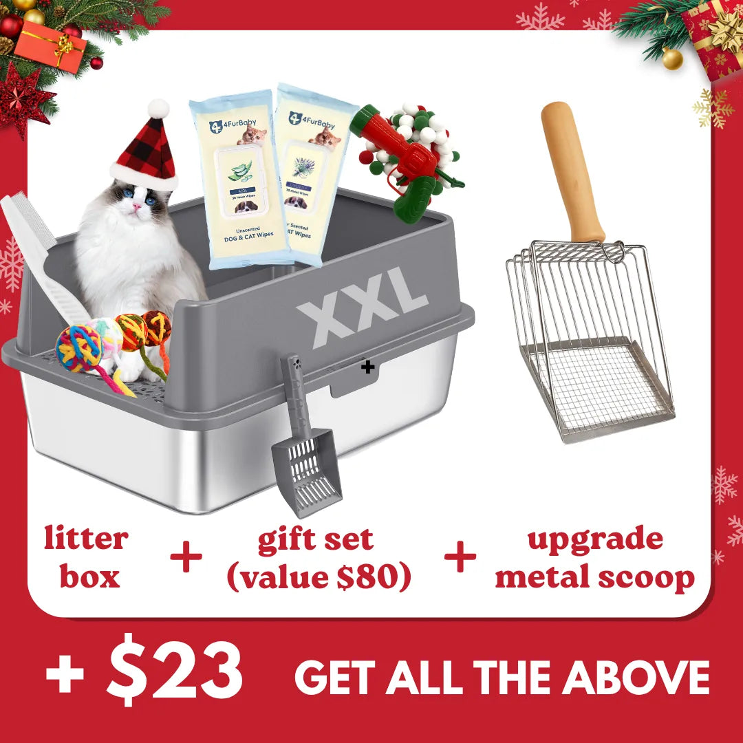 XXL Stainless Steel Cat Litter Box with Lid – High Sides, Low Entry, Easy to Clean, Odor-Free, Anti-Leak | Buy 2 & Save $10