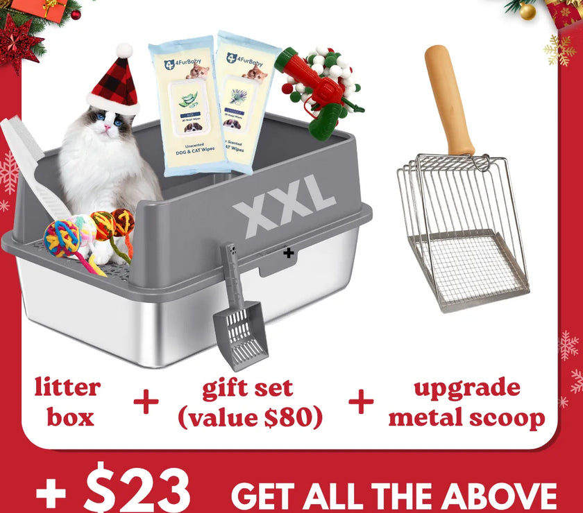XXL Stainless Steel Cat Litter Box with Lid – High Sides, Low Entry, Easy to Clean, Odor-Free, Anti-Leak | Buy 2 & Save $10