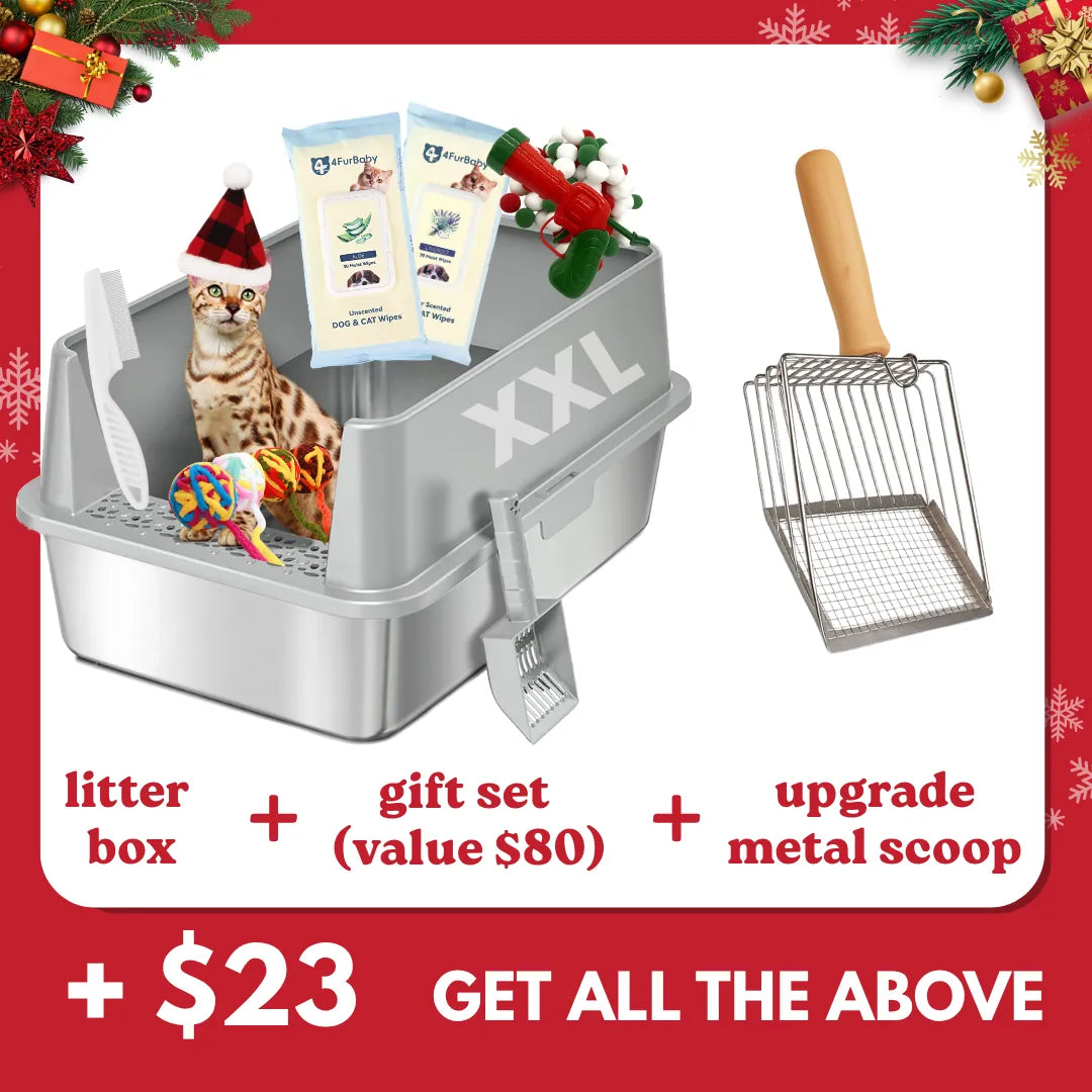 XXL Stainless Steel Cat Litter Box with Lid – High Sides, Low Entry, Easy to Clean, Odor-Free, Anti-Leak | Buy 2 & Save $10