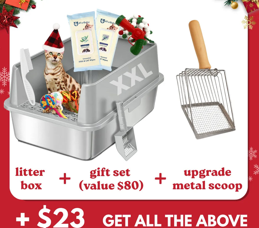 XXL Stainless Steel Cat Litter Box with Lid – High Sides, Low Entry, Easy to Clean, Odor-Free, Anti-Leak | Buy 2 & Save $10