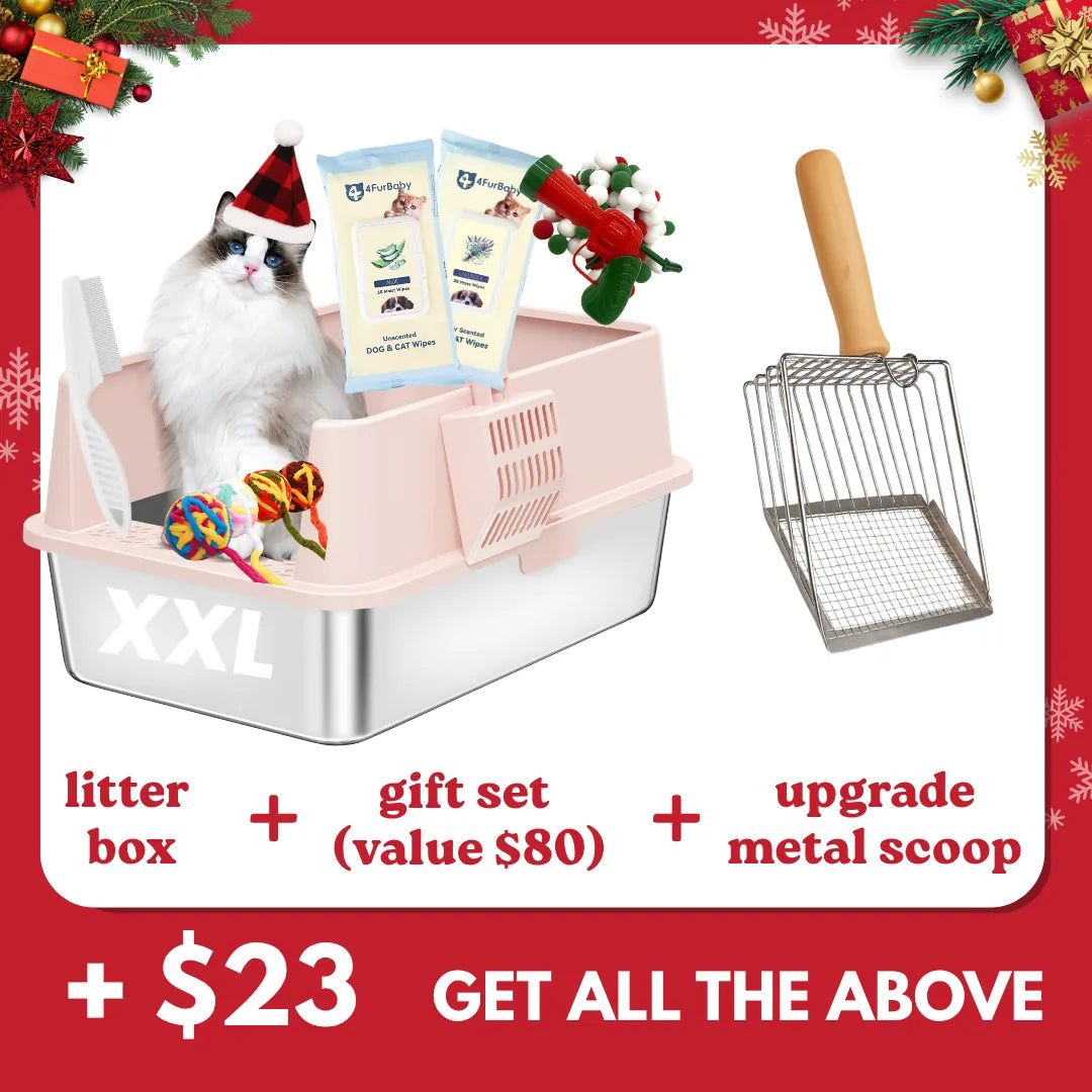 XXL Stainless Steel Cat Litter Box with Lid – High Sides, Low Entry, Easy to Clean, Odor-Free, Anti-Leak | Buy 2 & Save $10