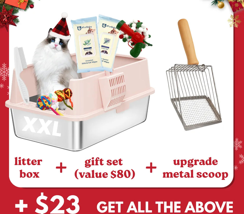 XXL Stainless Steel Cat Litter Box with Lid – High Sides, Low Entry, Easy to Clean, Odor-Free, Anti-Leak | Buy 2 & Save $10