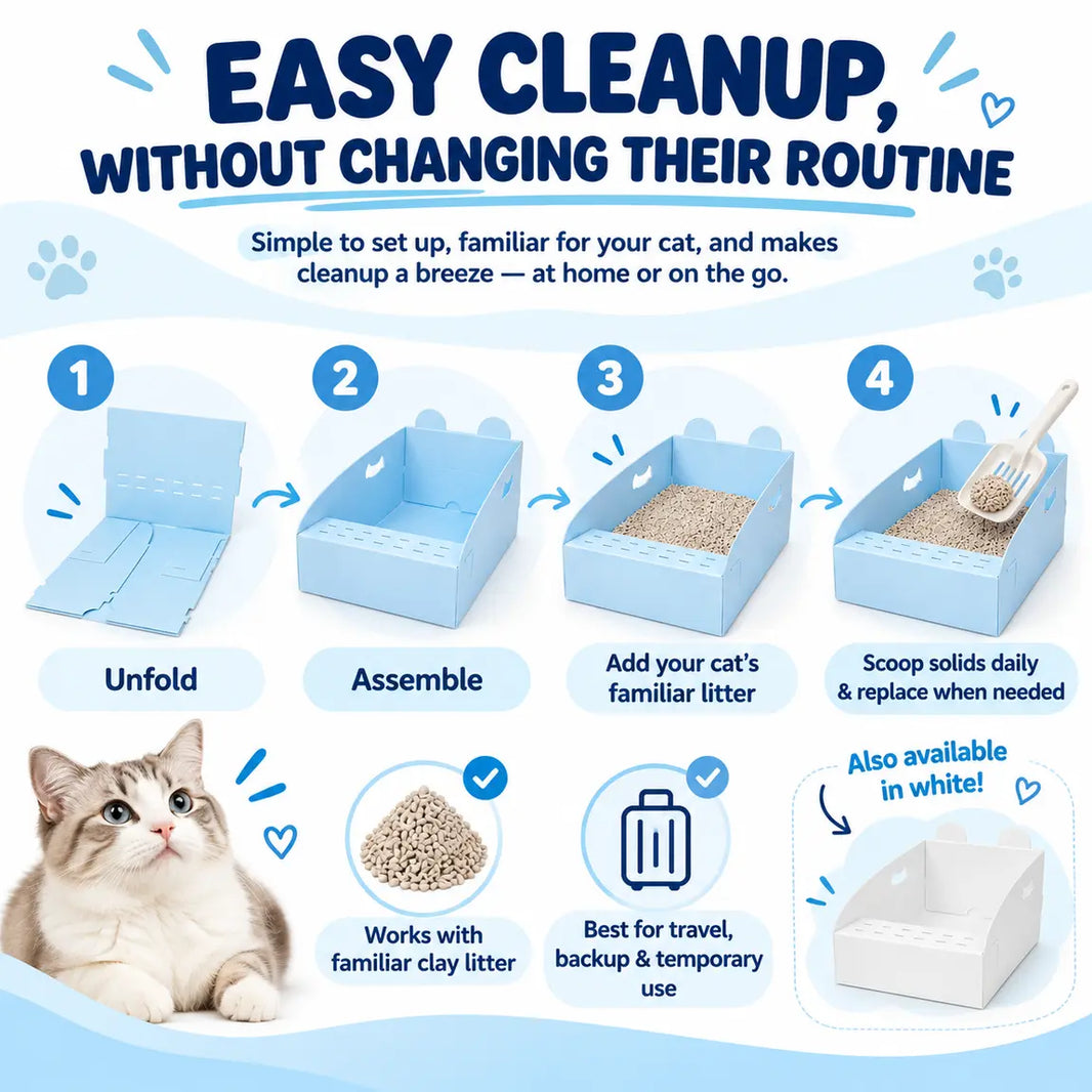 Foldable Disposable Cat Litter Boxes – Easy Cleanup & Travel