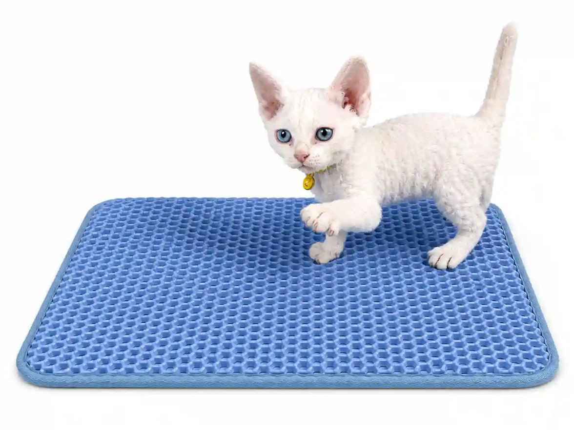 Honeycomb Litter Mat, Double-Layer Anti-Tracking Mat with Waterproof Non-Slip Bottom