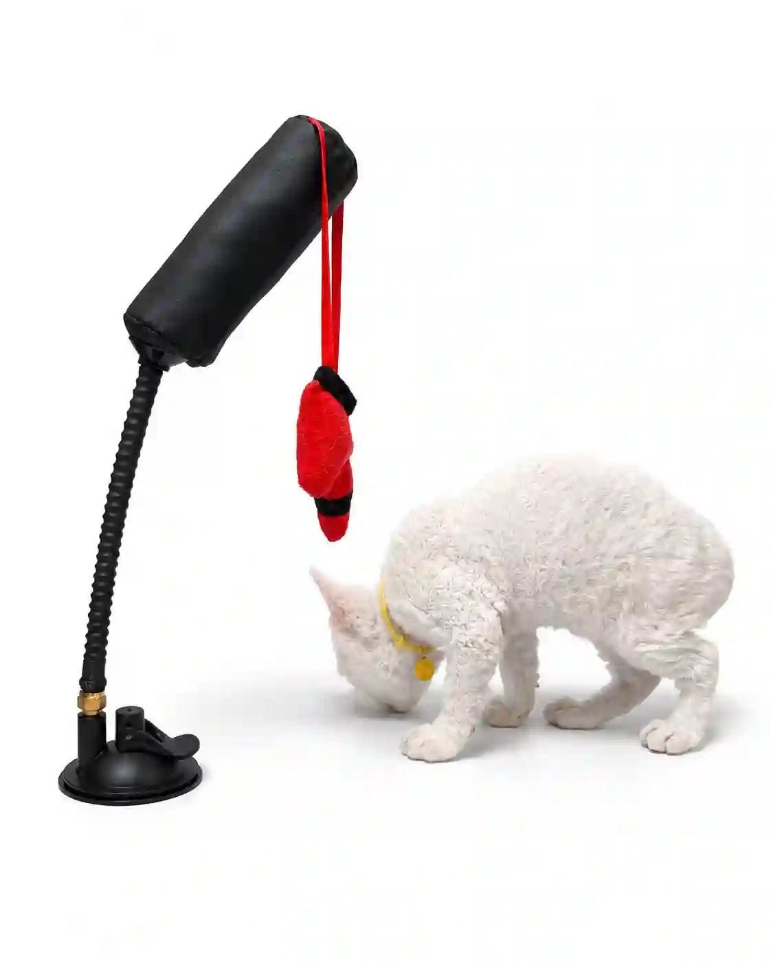 Interactive Suction Cup Pet Teaser Toy with Hanging Plush Lures and Adjustable String