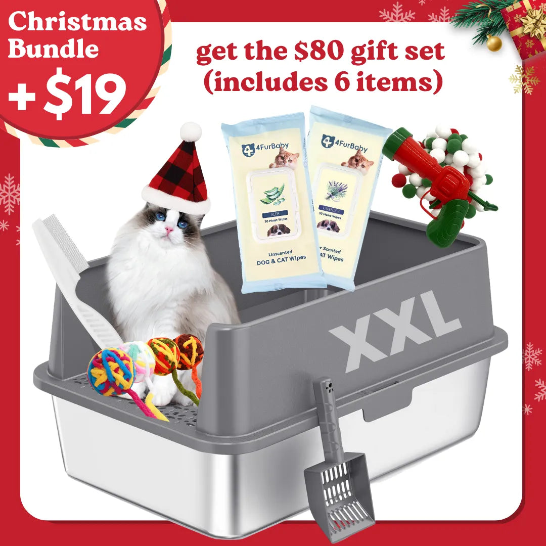 XXL Stainless Steel Cat Litter Box with Lid – High Sides, Low Entry, Easy to Clean, Odor-Free, Anti-Leak | Buy 2 & Save $10