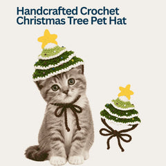 Handcrafted Crochet Christmas Tree Pet Hat for Cats & Small Dogs