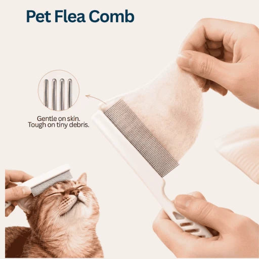 Pet Flea Comb - Plastic & Stainless Steel Needle Comb for Cats and Dogs