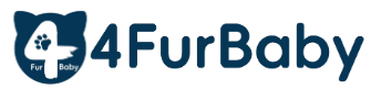The logo for 4FurBaby, featuring a dark blue cat silhouette with a white paw print and the text '4FurBaby' in dark blue on a plain white background.