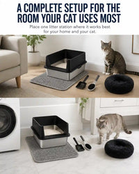 6 in 1 STAINLESS STEEL BUNDLE XXL Stainless Steel Cat Litter Box with High Sides and Low Entry
