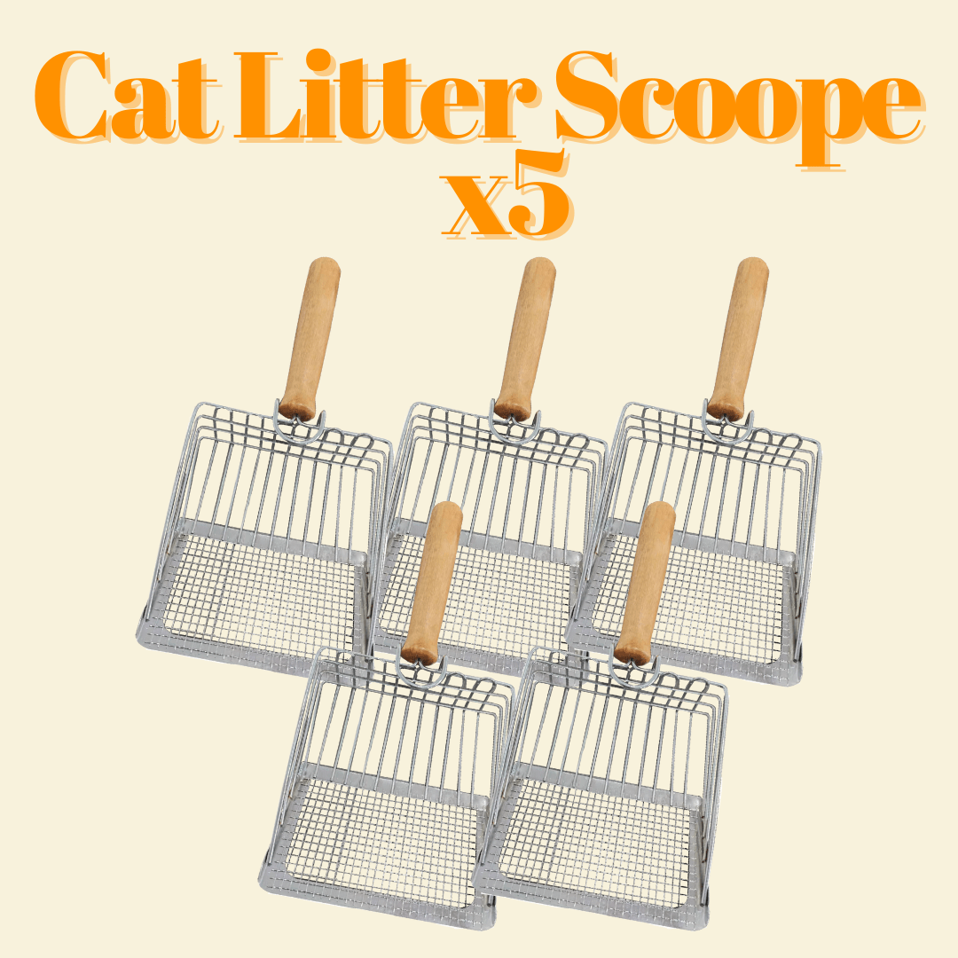 2 - in - 1 Stainless Steel Cat Litter Scoop - Wooden Handle, Efficient Cleaning - 4FurBaby