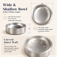 Stainless Steel Pet Bowl, Wide Round Food and Water Bowl with Smooth Rim