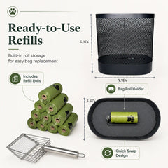 Never Run Out Mid-Cleanup With This Cat Litter Waste Bin and Built-In Refill Bag Holder