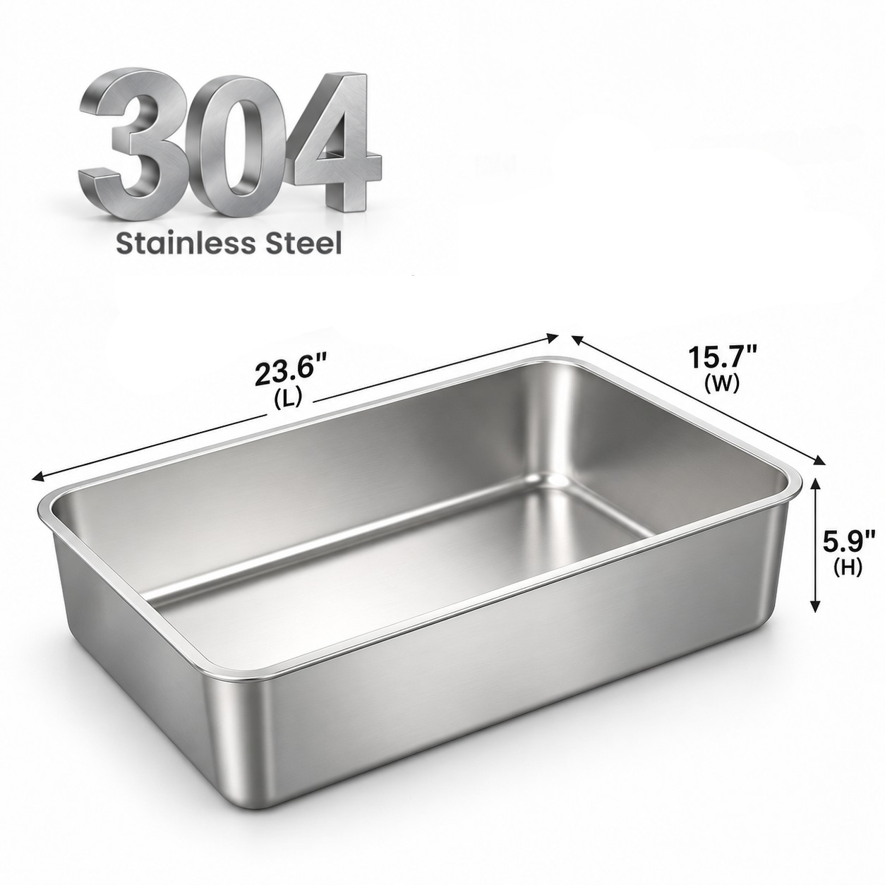 XXL 304 Stainless Steel Cat Litter Box Base Pan – Replacement Part