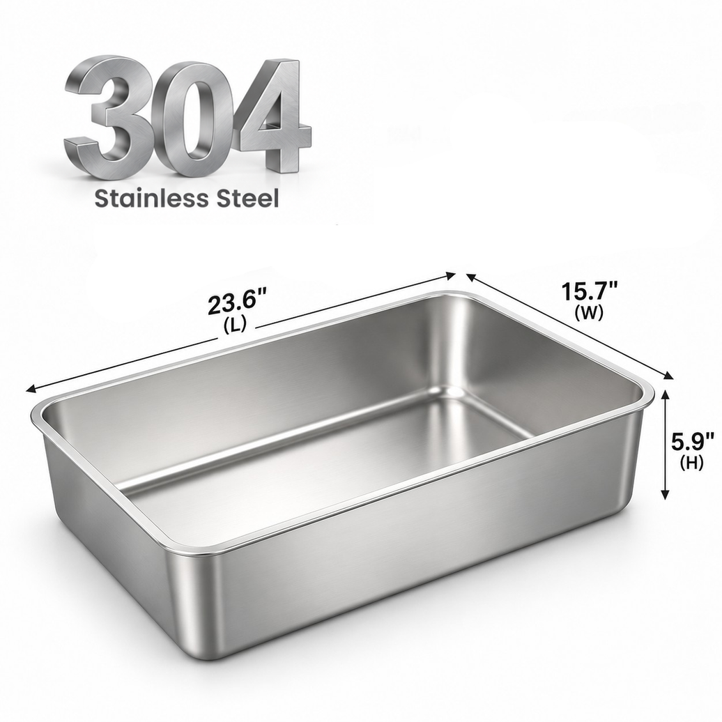 XXL 304 Stainless Steel Cat Litter Box Base Pan – Replacement Part