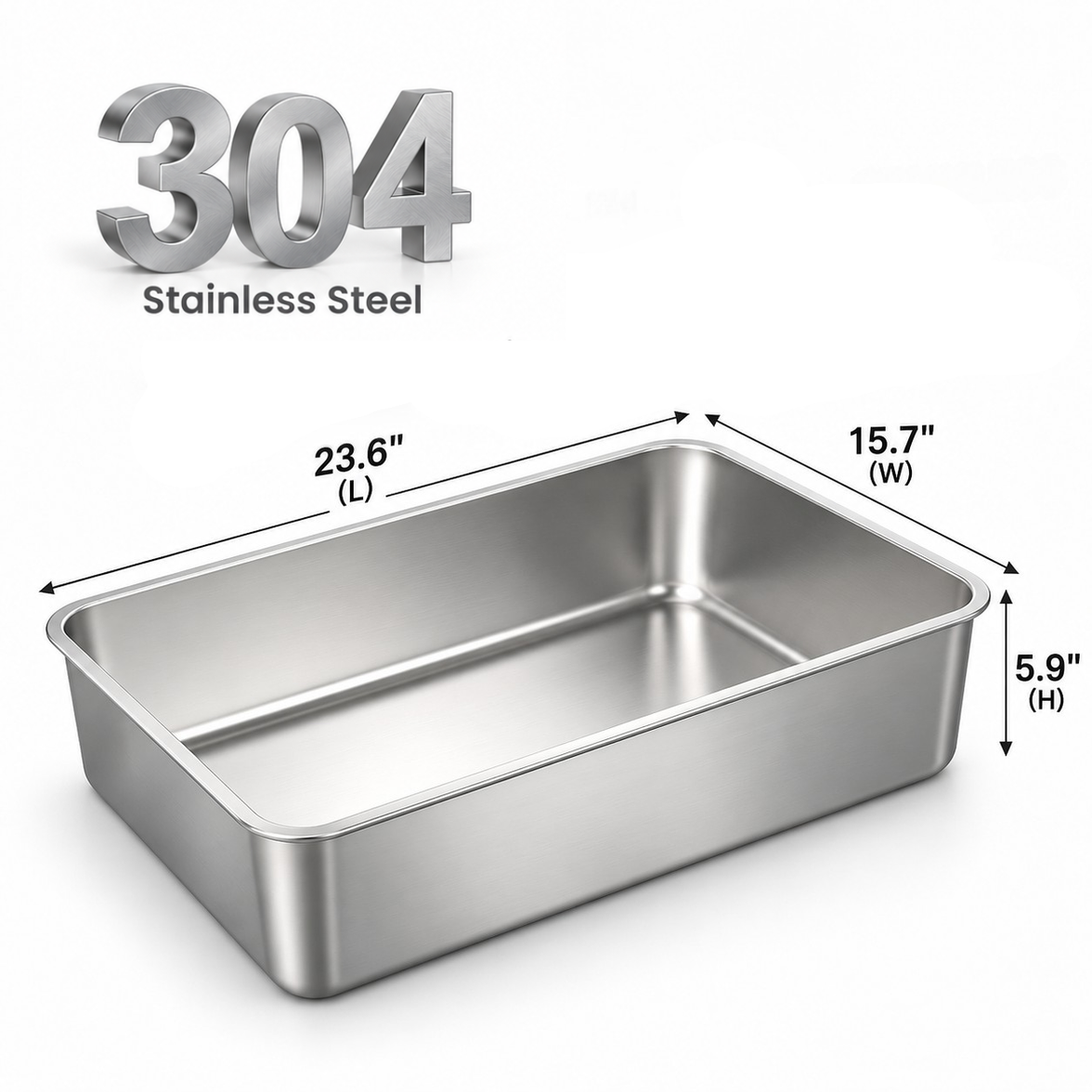 XXL 304 Stainless Steel Cat Litter Box Base Pan – Replacement Part