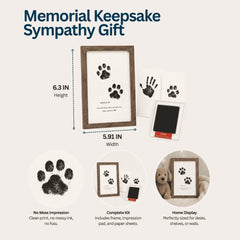 Pet Paw Print Kit for Dogs & Cats – No-Mess, Inkless Memorial Keepsake with Frame | Sympathy Gift