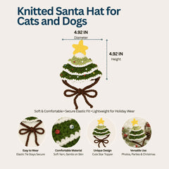 Handcrafted Crochet Christmas Tree Pet Hat for Cats & Small Dogs