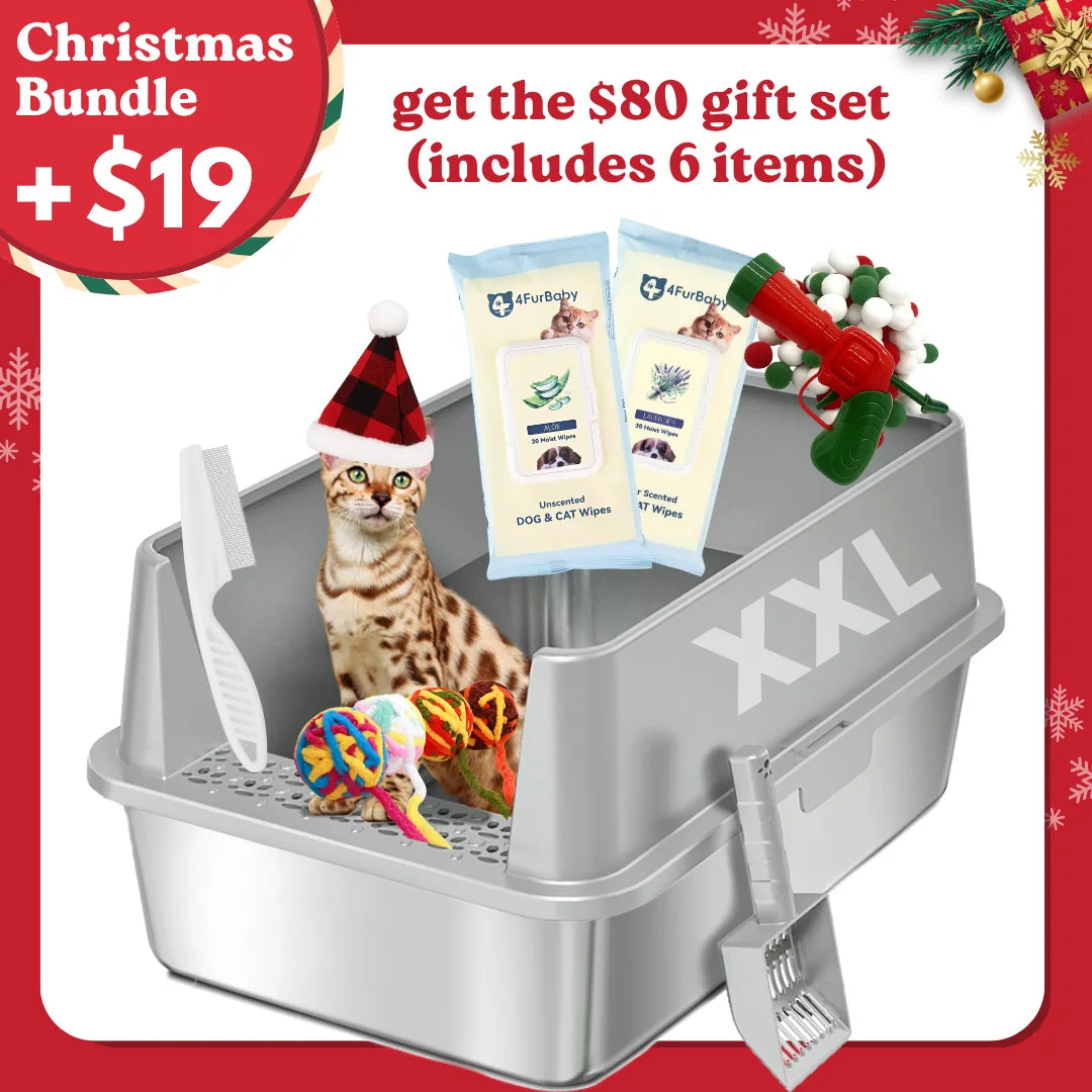 XXL Stainless Steel Cat Litter Box with Lid – High Sides, Low Entry, Easy to Clean, Odor-Free, Anti-Leak | Buy 2 & Save $10
