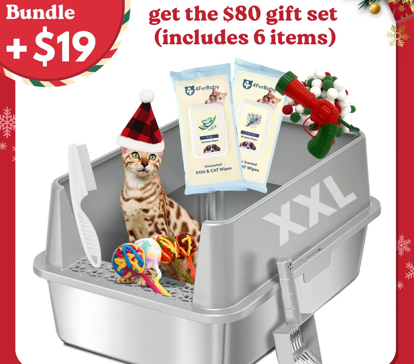 XXL Stainless Steel Cat Litter Box with Lid – High Sides, Low Entry, Easy to Clean, Odor-Free, Anti-Leak | Buy 2 & Save $10