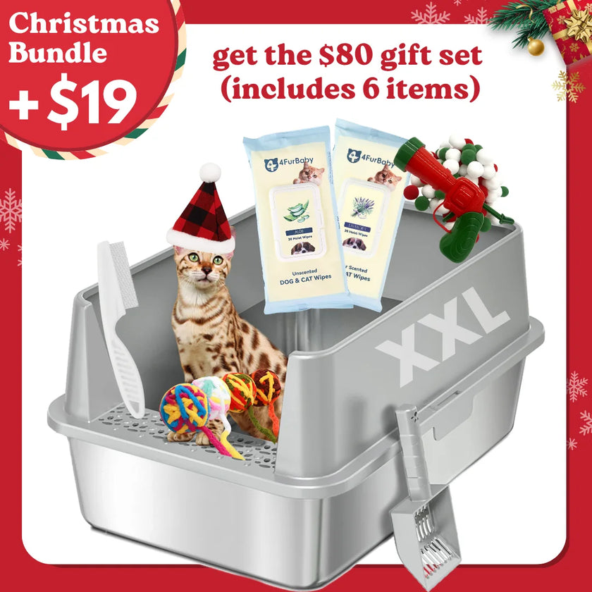 XXL Stainless Steel Cat Litter Box with Lid – High Sides, Low Entry, Easy to Clean, Odor-Free, Anti-Leak | Buy 2 & Save $10