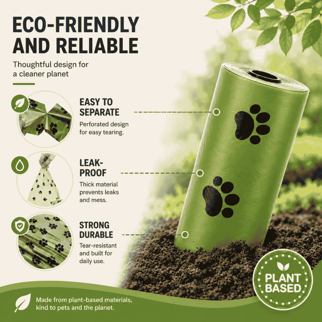Eco-Friendly Degradable  poop bag -  Pet Waste Bag Set - Thick  Poop Bags with Dispenser