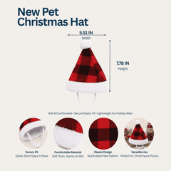 Red & Black Plaid Christmas Santa Hat for Cats & Small Dogs