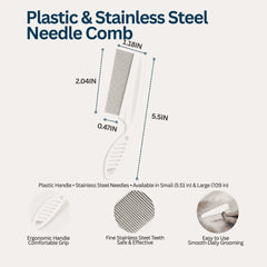 Pet Flea Comb - Plastic & Stainless Steel Needle Comb for Cats and Dogs