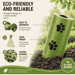 Eco-Friendly Degradable  poop bag -  Pet Waste Bag Set - Thick  Poop Bags with Dispenser