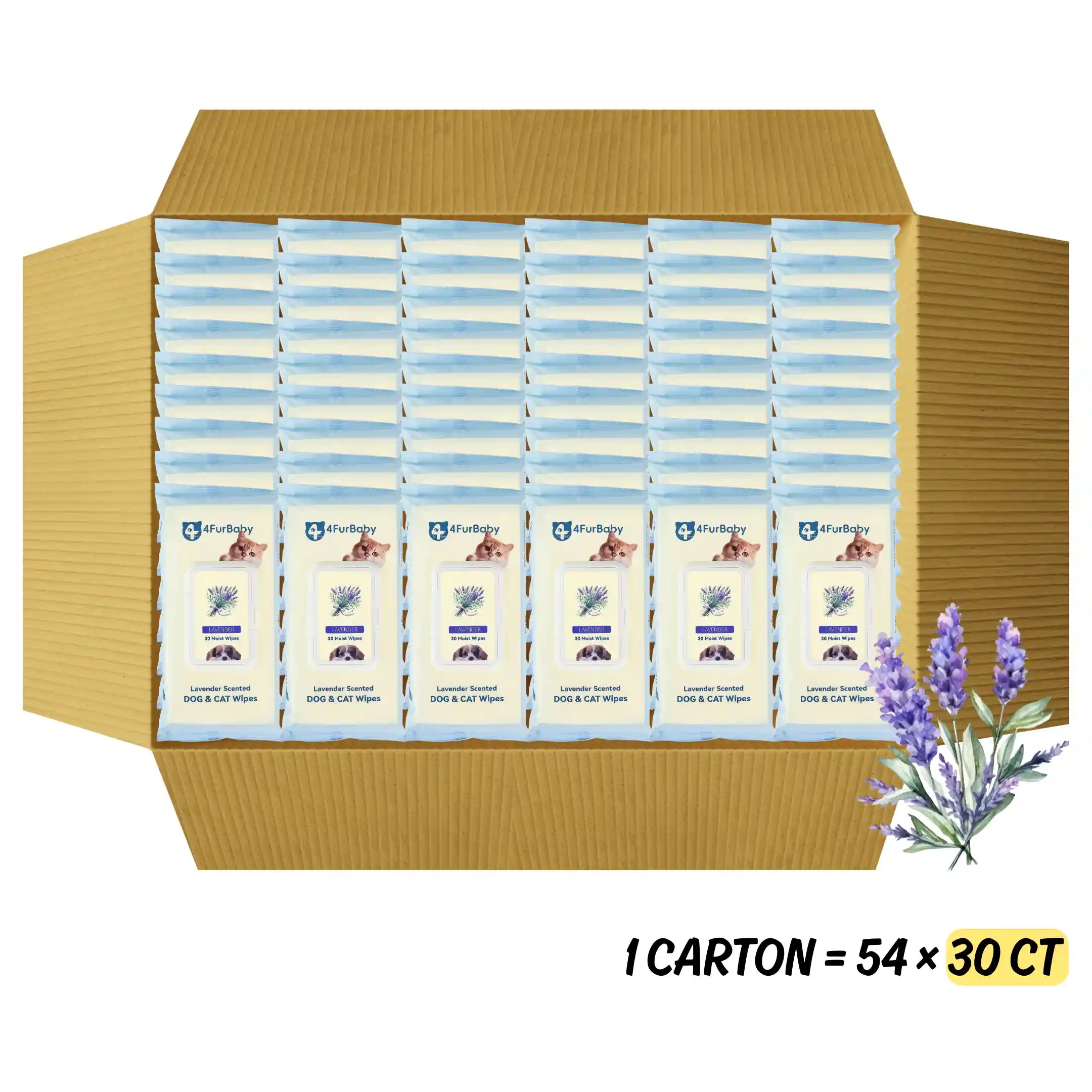 Carton of  4FURBABY PET WIPES