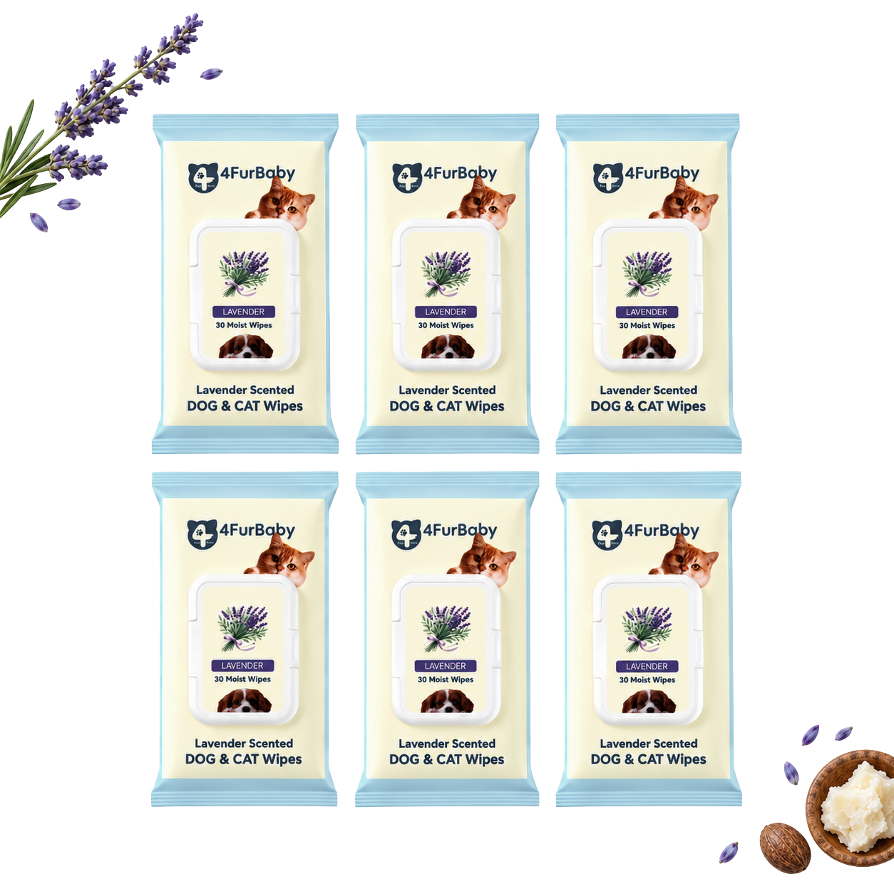30-Count Plant-Based Pet Grooming Wipes – Travel Pack for Dogs & Cats -Sensitive Skin Care