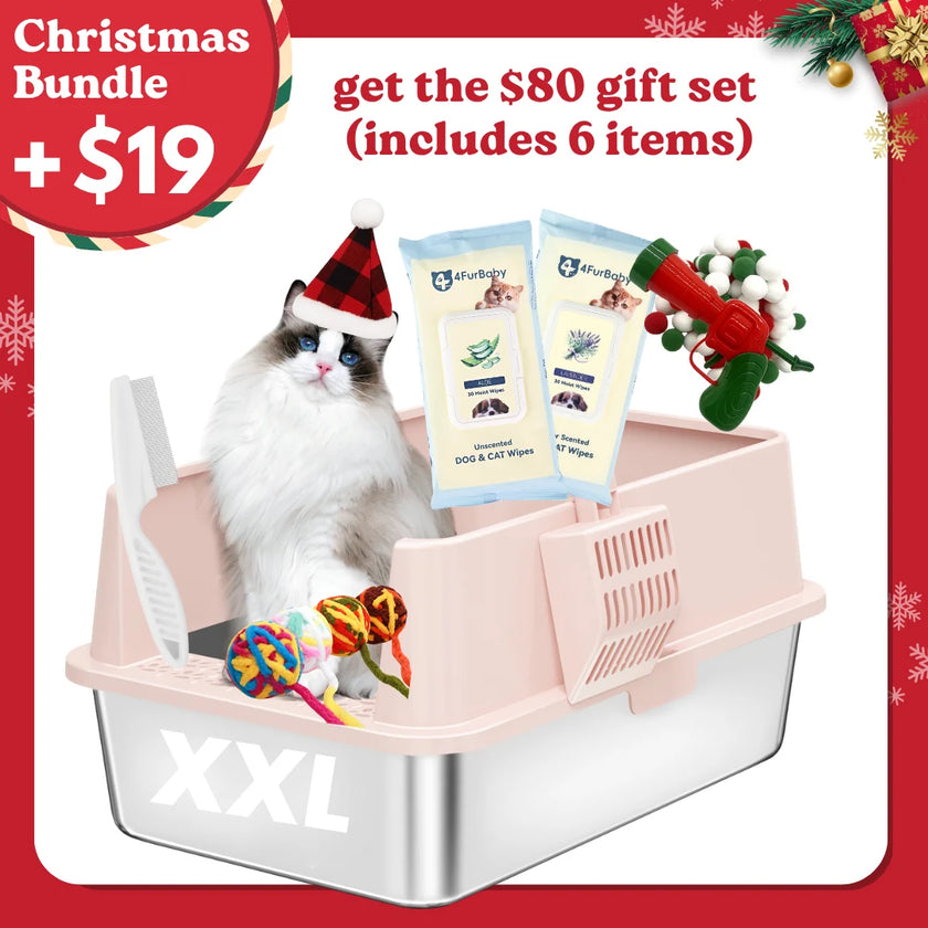 XXL Stainless Steel Cat Litter Box with Lid – High Sides, Low Entry, Easy to Clean, Odor-Free, Anti-Leak | Buy 2 & Save $10