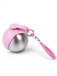 Ball-Shaped Stainless Steel Pet Water Bottle with Drinking Bowl, Hanging No-Drip Water Feeder