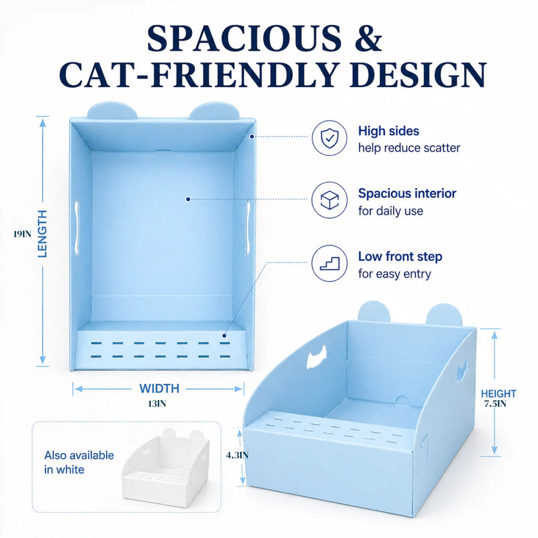 More Room and Less Litter Scatter With a Spacious High-Sided Disposable Cat Litter Box