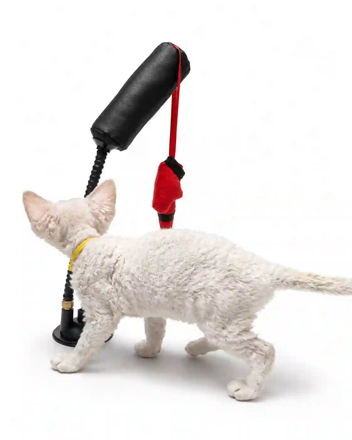 Interactive Suction Cup Pet Teaser Toy with Hanging Plush Lures and Adjustable String