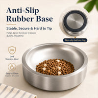 Stainless Steel Pet Bowl, Wide Round Food and Water Bowl with Smooth Rim