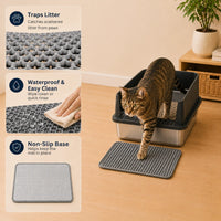 Honeycomb Litter Mat, Double-Layer Anti-Tracking Mat with Waterproof Non-Slip Bottom