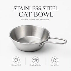 One Stainless Steel Cat Bowl That’s Easy to Grip, Carry, and Clean