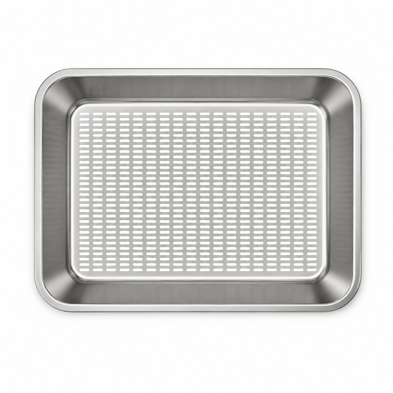 Stainless Steel Sifting Cat Litter Box, Easy-Clean Metal Litter Pan with Perforated Sifter Tray