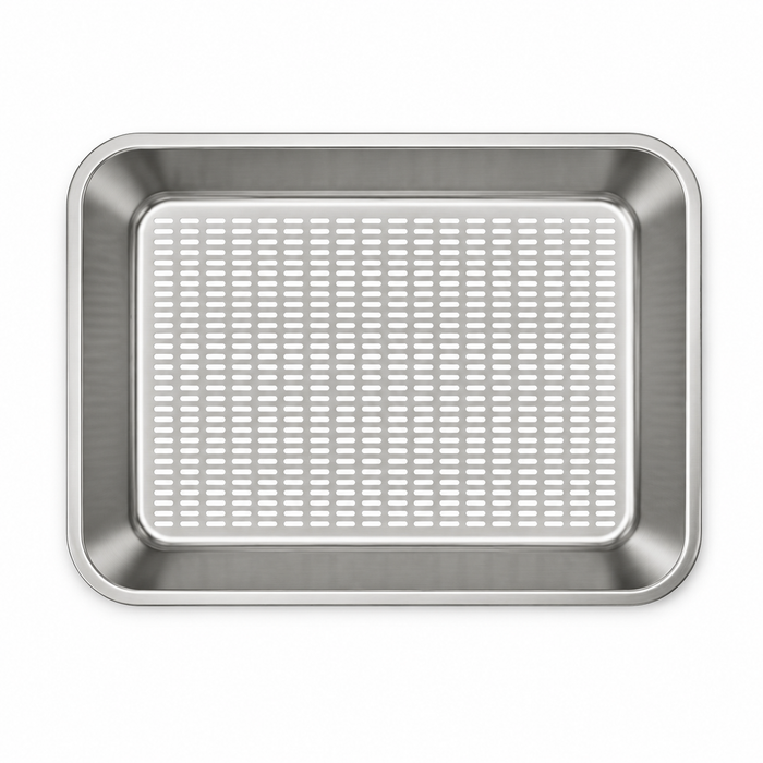 Stainless Steel Sifting Cat Litter Box, Easy-Clean Metal Litter Pan with Perforated Sifter Tray