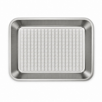 Stainless Steel Sifting Cat Litter Box, Easy-Clean Metal Litter Pan with Perforated Sifter Tray