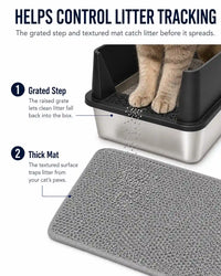 6 in 1 STAINLESS STEEL BUNDLE XXL Stainless Steel Cat Litter Box with High Sides and Low Entry